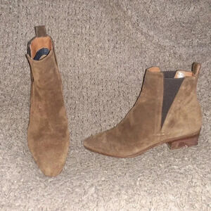 AQUATALIA-Fausta-Cognac Brown Suede-Slip-On Ankle Bootie-Sz 6.5-Excellent